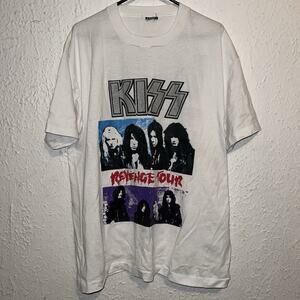 Vintage 1992 Kiss Revenge Tour Double Sided Rock Band Concert Shirt 2XL